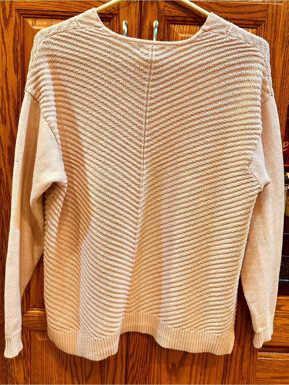 Chaps Women's V-Neck Ribbed Knit Sweater - Blush Pink - Picture 4 of 5